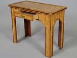 an image of a small wooden table with a drawer on top of it