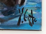 a painting of a boat in a body of water