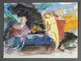 un tableau représentant deux femmes assises à une table