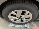 a close up of a tire on the ground