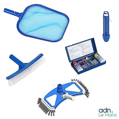un ensemble de produits d'entretien comprenant une brosse, un kit de nettoyage et une brosse de nettoyage