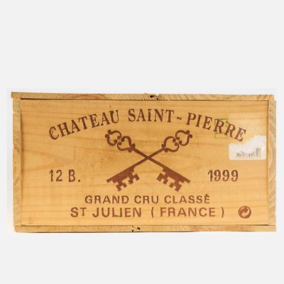 a wooden box with a label on it that says chateau saint - pierre