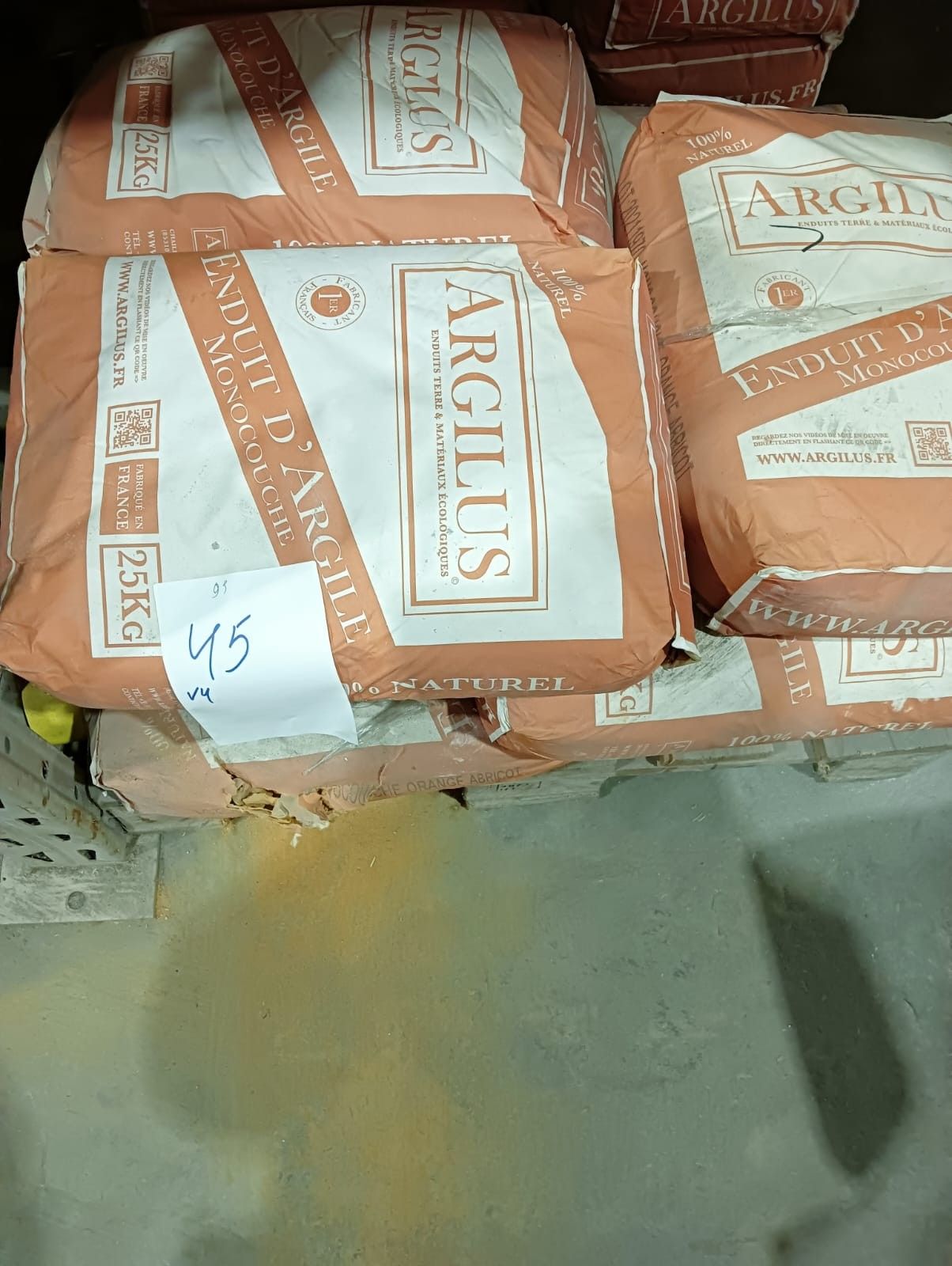 Lot de 9 sacs d'enduit d'argile monocouche ARGILUS, 100 % na…
