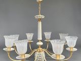an image of a chandelier with twelve lights and a glass shade