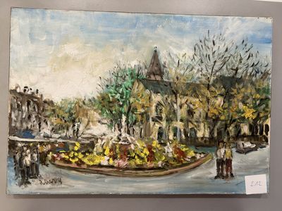 B. Davy HST SBG, place de village animée 38x55