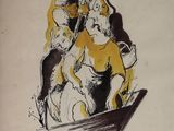 dessin représentant un homme à cheval avec une femme sur le dos