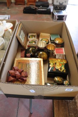 a box full of assorted items sitting on a table