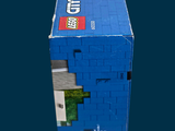 a blue box that has a picture of a building inside of it