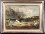 an image of a painting of a boat in a body of water