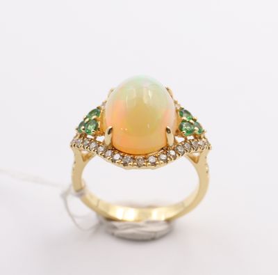 an oplite and diamond ring