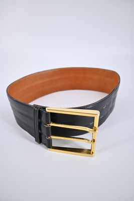 Ceinture large en cuir noir