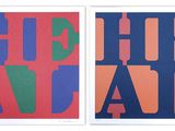three different colored posters with the word heal and the word heal on them