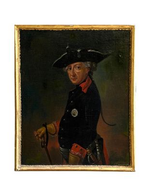 tableau représentant un homme coiffé d'un chapeau noir et tenant une canne