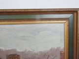 a painting of a horse drawn carriage on a snowy day