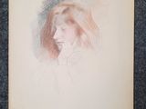 un dessin représentant la tête d'une femme aux cheveux longs