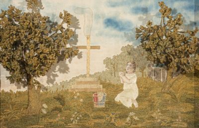 Prière patriotique, broderie, vers 1870, broderie en fil che…