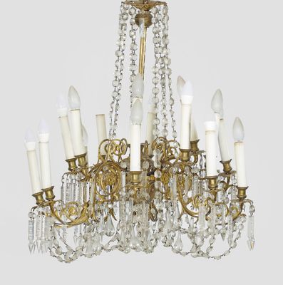 l'image d'un lustre auquel sont suspendues de nombreuses lumières