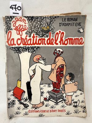an old book with a cartoon of a man giving a woman a piece of paper