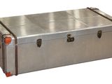an image of a metal trunk with two handles on a white background