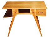 a wooden desk with two drawers on it
