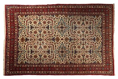 un tapis persan antique avec un motif floral sur fond blanc