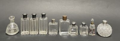 a lot of bottles that are lined up on a table