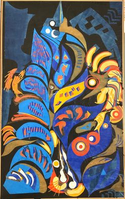 GRULIDE (XXe), Composition abstraite, Collage de papiers déc…