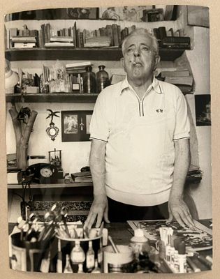 José They. Portrait de Jacques Prévert vers 1965.