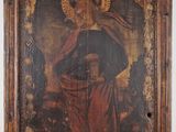 une peinture ancienne représentant une femme tenant un bébé dans ses bras