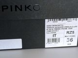 a black box that has a pink logo on it