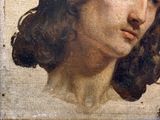 tableau représentant une femme avec une fleur dans les cheveux, le regard tourné vers le côté