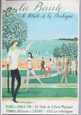tableau représentant un homme et une femme jouant au tennis dans un parc