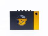 La boîte jaune et noire porte l'image d'un homme portant un casque.