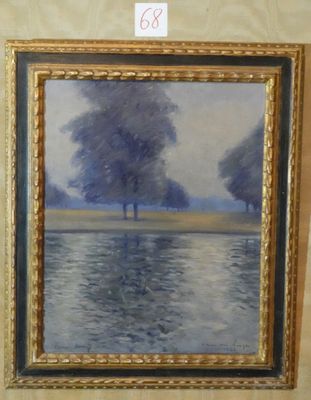 FRANCOIS MOREAU Arbres près du lac, huile sur panneau signée…