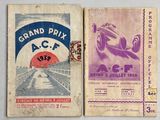 un vieux livre avec une image de voiture de course et un billet