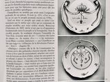 three plates with designs on them in a book