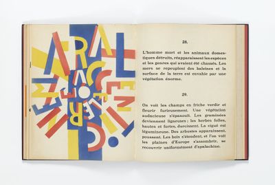 un livre ouvert sur lequel figure une illustration aux couleurs vives