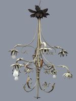 Lustre en métal laqué à huit bras de lumière sinueux à décor…