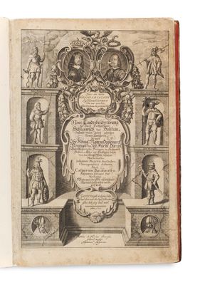 an old book with a picture of a man standing in front of it