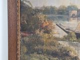 a picture of a painting of a boat on the water