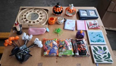 a table with a lot of items on it