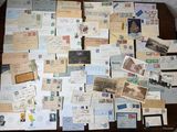 a table with many different types of postcards on it
