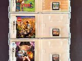 a lot of video games in the case on the table