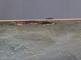 a painting of a bird sitting on top of a piece of wood