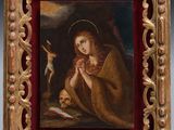 un tableau représentant une femme tenant un crâne dans la main