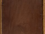 a painting of a brown wooden frame with a white background