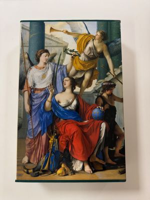 an image of a painting of a group of people sitting on a bench