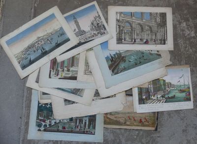 Environ 35 vues d'optiques: Versailles, Rome, Naples, Venise…