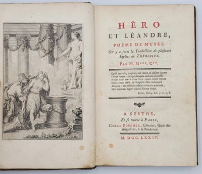 un livre ouvert sur lequel figure l'image d'un homme et d'une femme dans une pièce