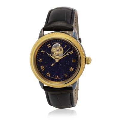 a close up of a wrist watch with roman numerals on it